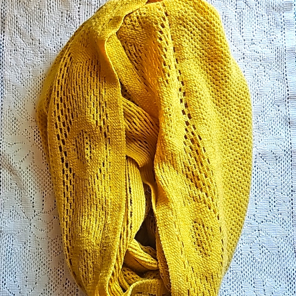 Bright Yellow Knit Circle Scarf